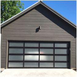 Full Vision Disesuaikan Morden Terisolasi Otomatis Overhead Aluminium Alloy Otomatis Hitam Garasi Pintu Untuk Rumah